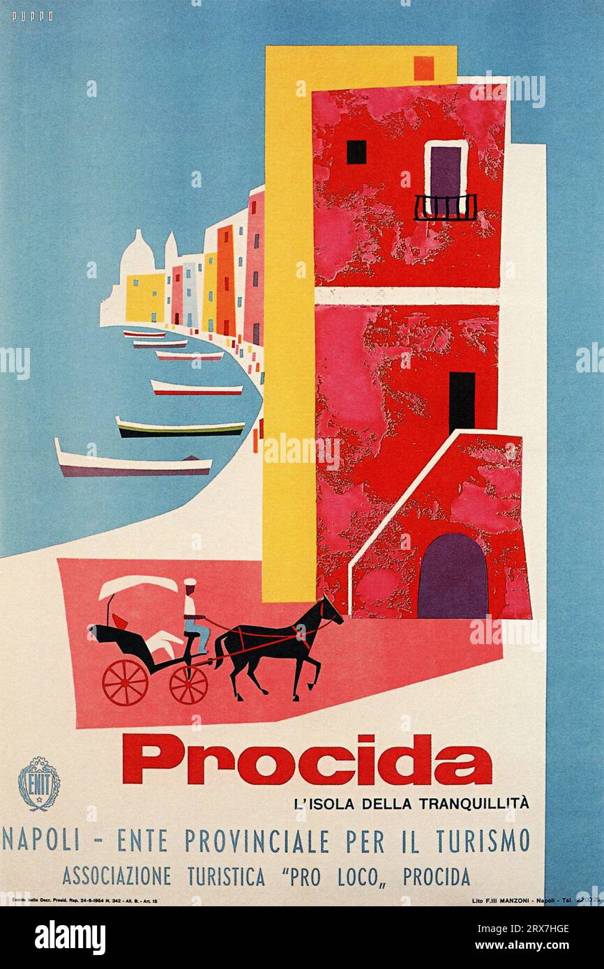 Poster di viaggio vintage, 1890 1900 Procida Italia Foto Stock