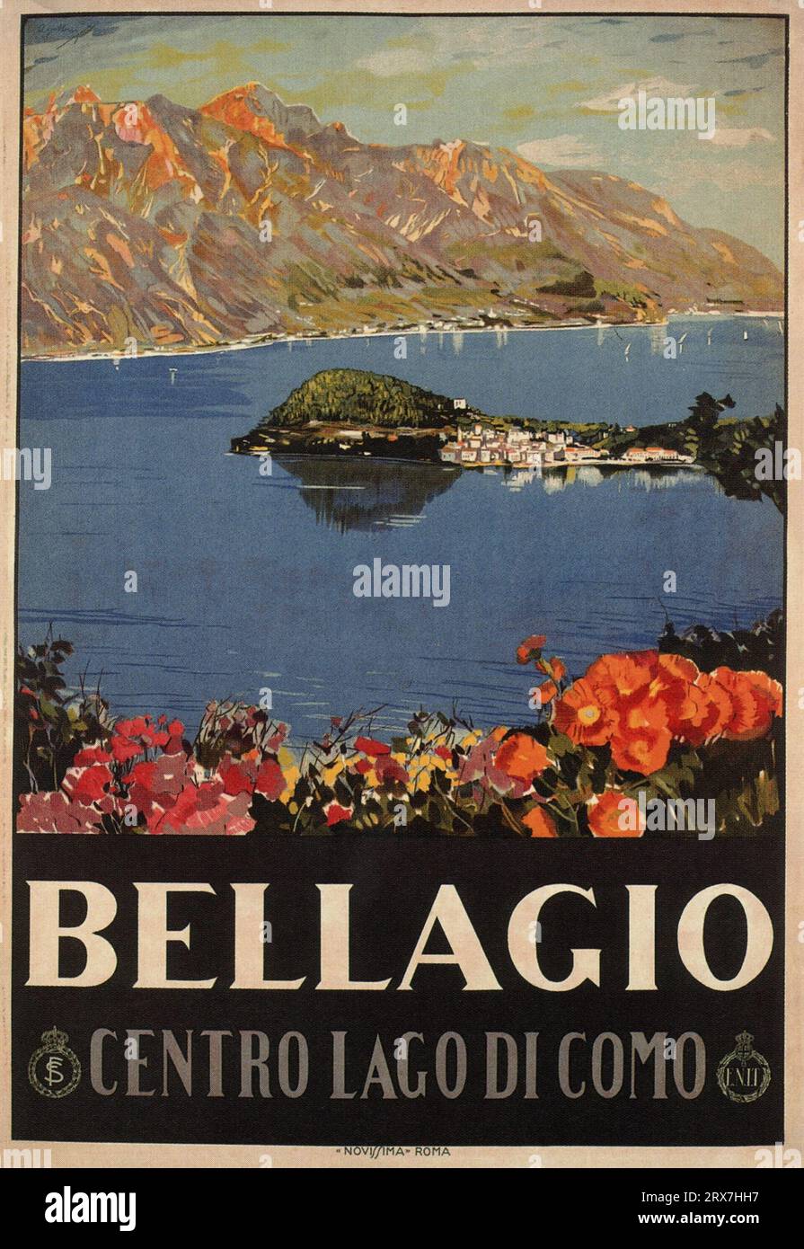 Poster di viaggio vintage, 1890 1900 Bellagio Foto Stock