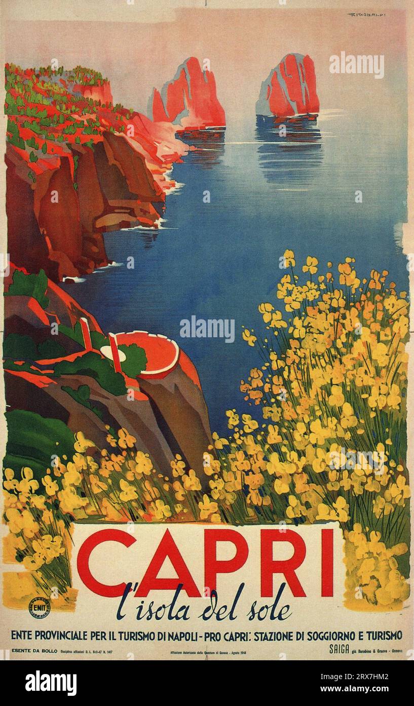 Poster di viaggio vintage, 1890 1900 Capri Foto Stock