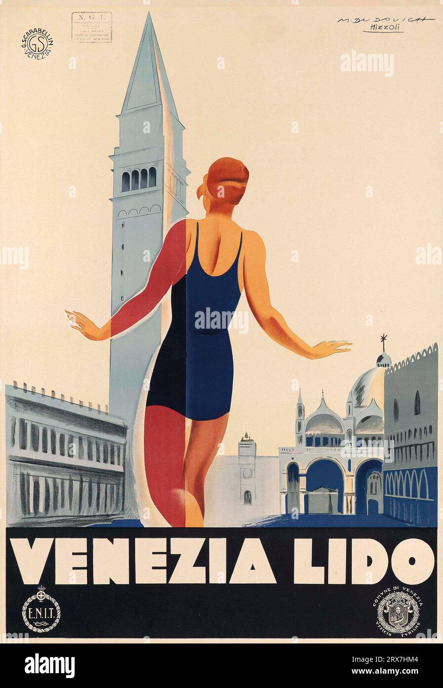Poster di viaggio vintage, 1890 1900. Venezia Venezia Foto Stock