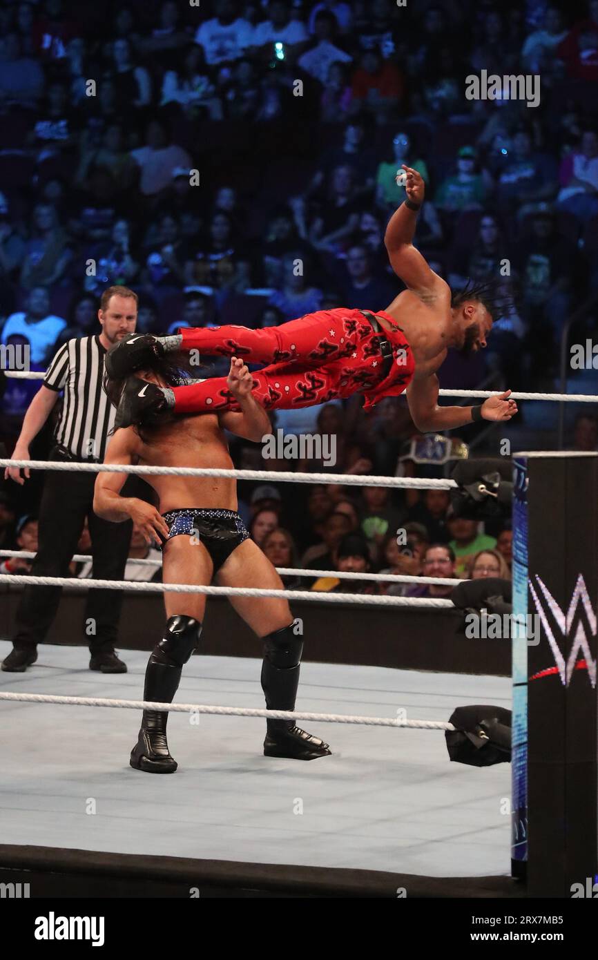Glendale, Arizona, GLENDALE, ARIZONA, USA. 22 settembre 2023. WWE Smackdown alla Desert Diamond Arena il 22 settembre 2023 a Glendale, Arizona. (Foto di Alejandro Salazar/PxImages) (immagine di credito: © Alejandro Salazar/PX Imagens via ZUMA Press Wire) SOLO USO EDITORIALE! Non per USO commerciale! Foto Stock