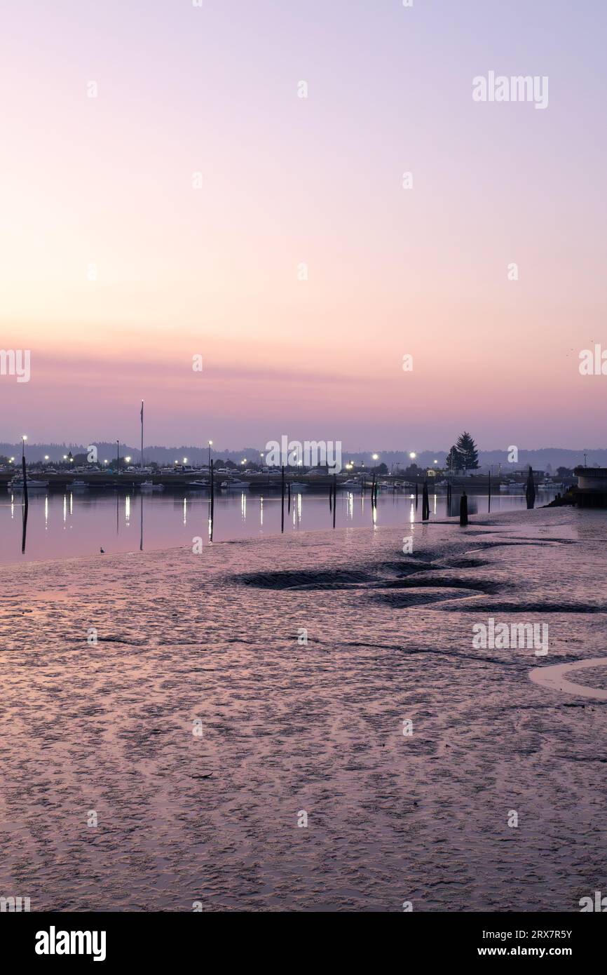 Snohomish River a Everett Washington all'alba Foto Stock