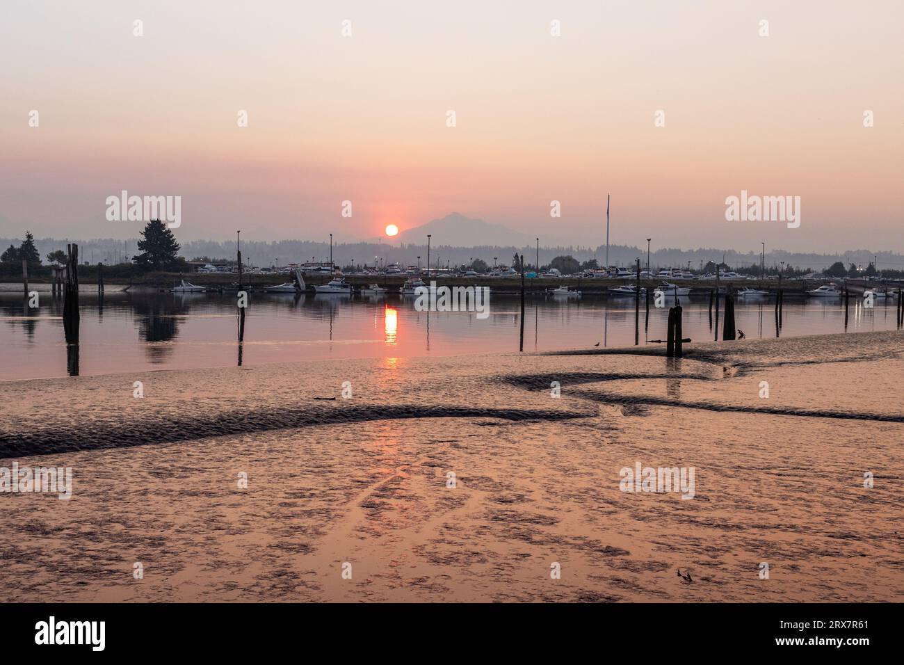 Snohomish River a Everett Washington all'alba Foto Stock