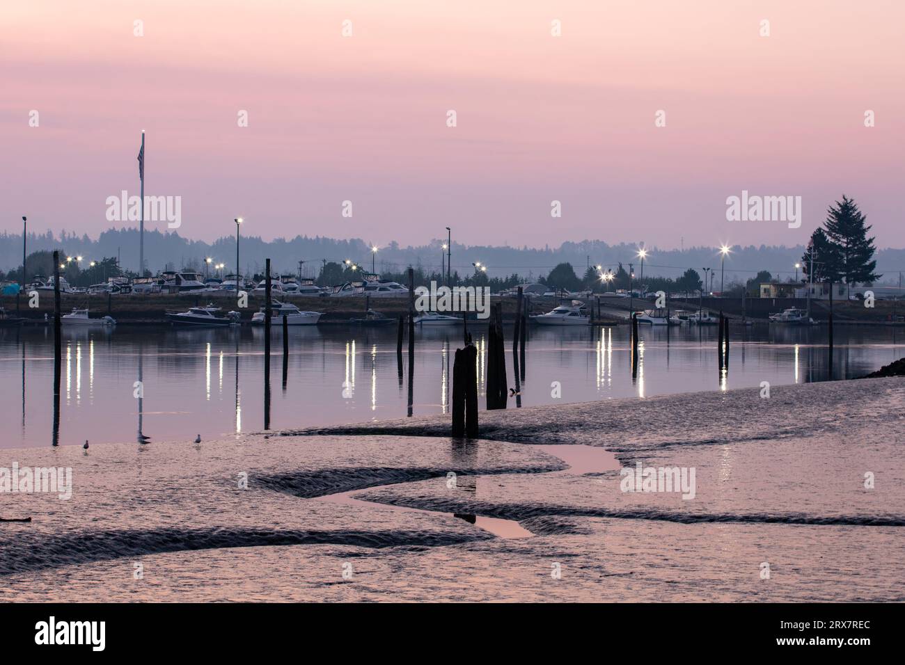 Snohomish River a Everett Washington all'alba Foto Stock