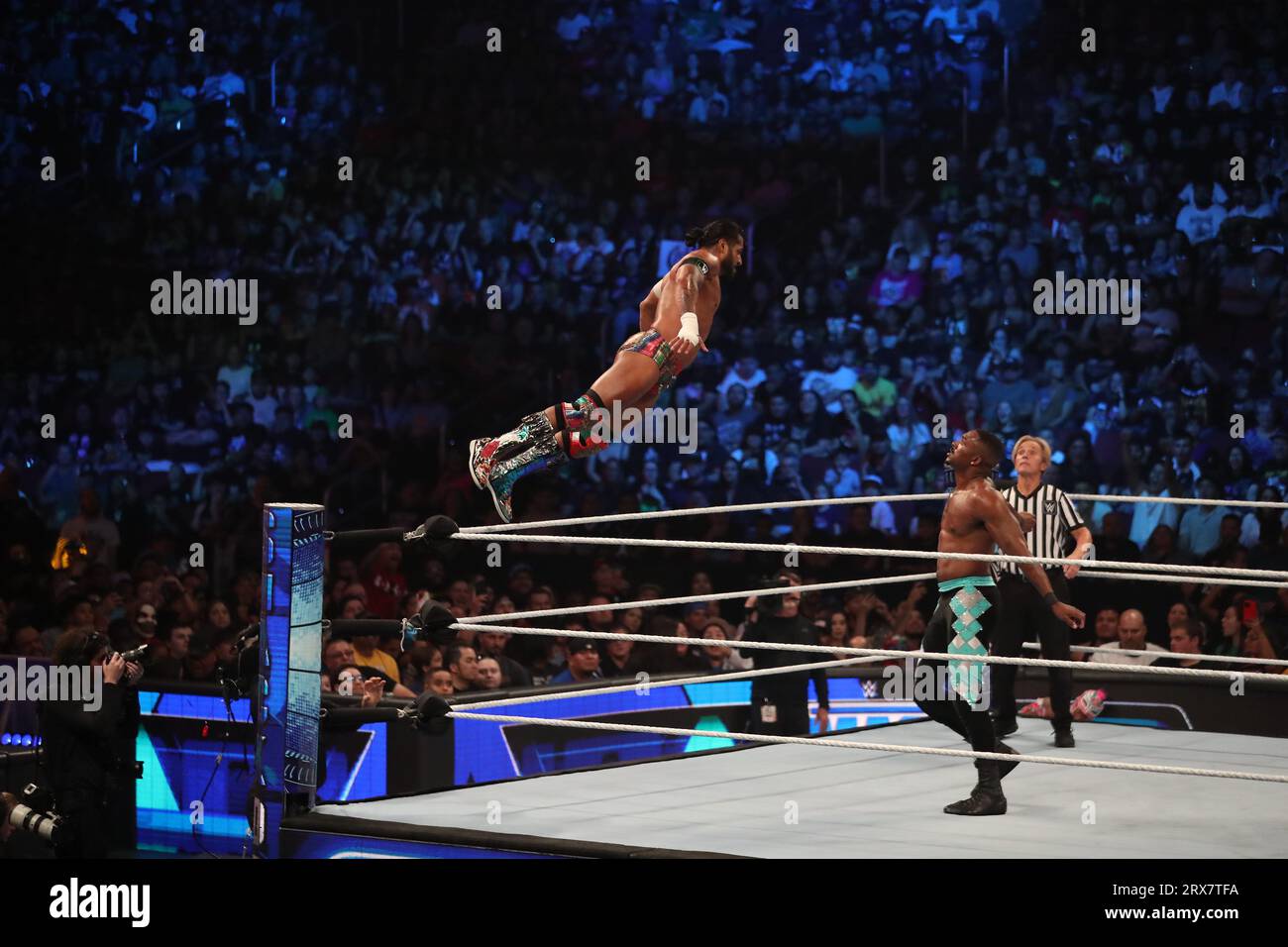 Glendale, Arizona, GLENDALE, ARIZONA, USA. 22 settembre 2023. WWE Smackdown alla Desert Diamond Arena il 22 settembre 2023 a Glendale, Arizona. (Foto di Alejandro Salazar/PxImages) (immagine di credito: © Alejandro Salazar/PX Imagens via ZUMA Press Wire) SOLO USO EDITORIALE! Non per USO commerciale! Foto Stock