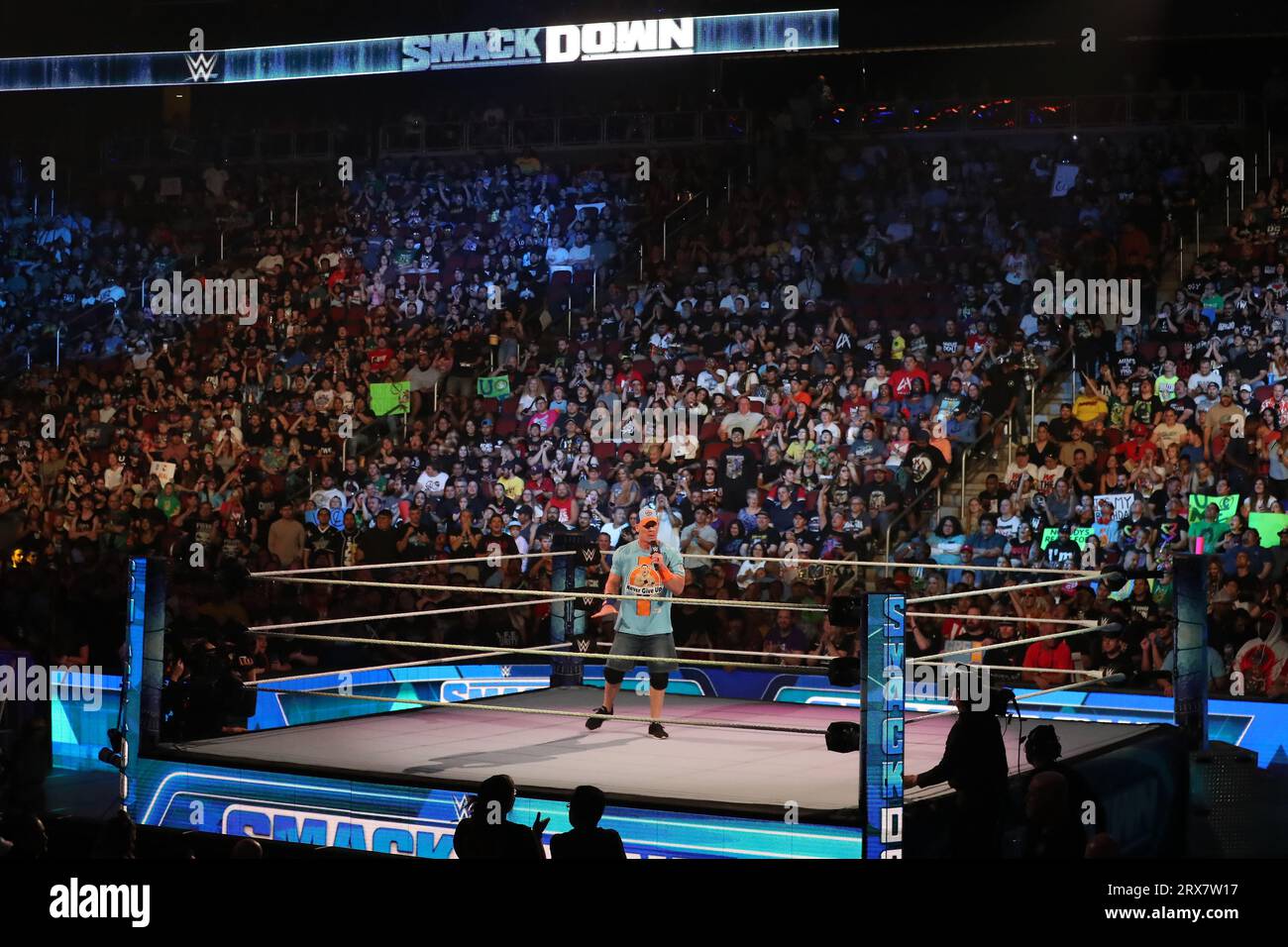 Glendale, Arizona, GLENDALE, ARIZONA, USA. 22 settembre 2023. WWE Smackdown alla Desert Diamond Arena il 22 settembre 2023 a Glendale, Arizona. (Foto di Alejandro Salazar/PxImages) (immagine di credito: © Alejandro Salazar/PX Imagens via ZUMA Press Wire) SOLO USO EDITORIALE! Non per USO commerciale! Foto Stock