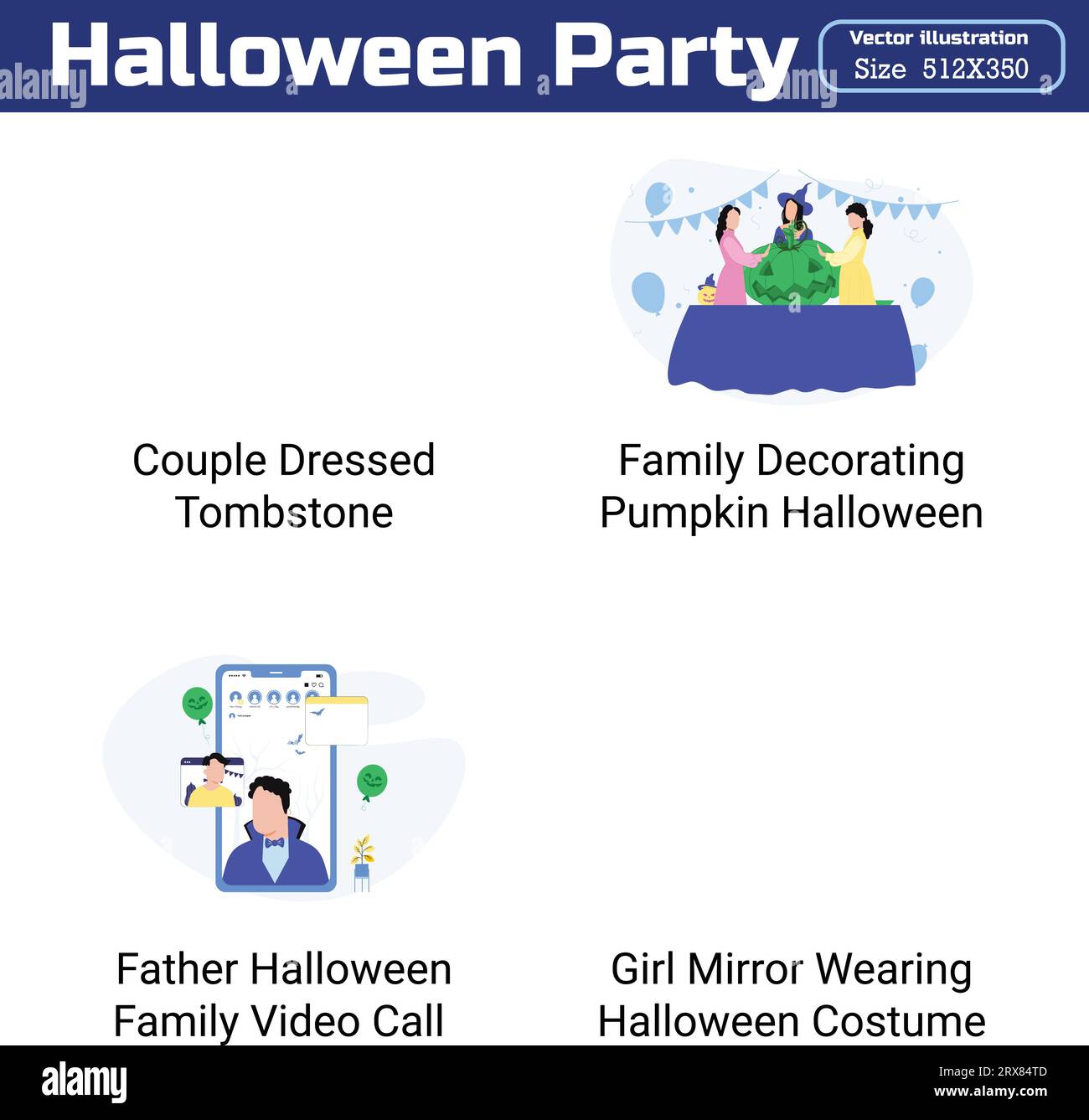 Illustrazione festa di Halloween 20 concetti unici concetto di illustrazione vettoriale di design piatto. Illustrazione Vettoriale