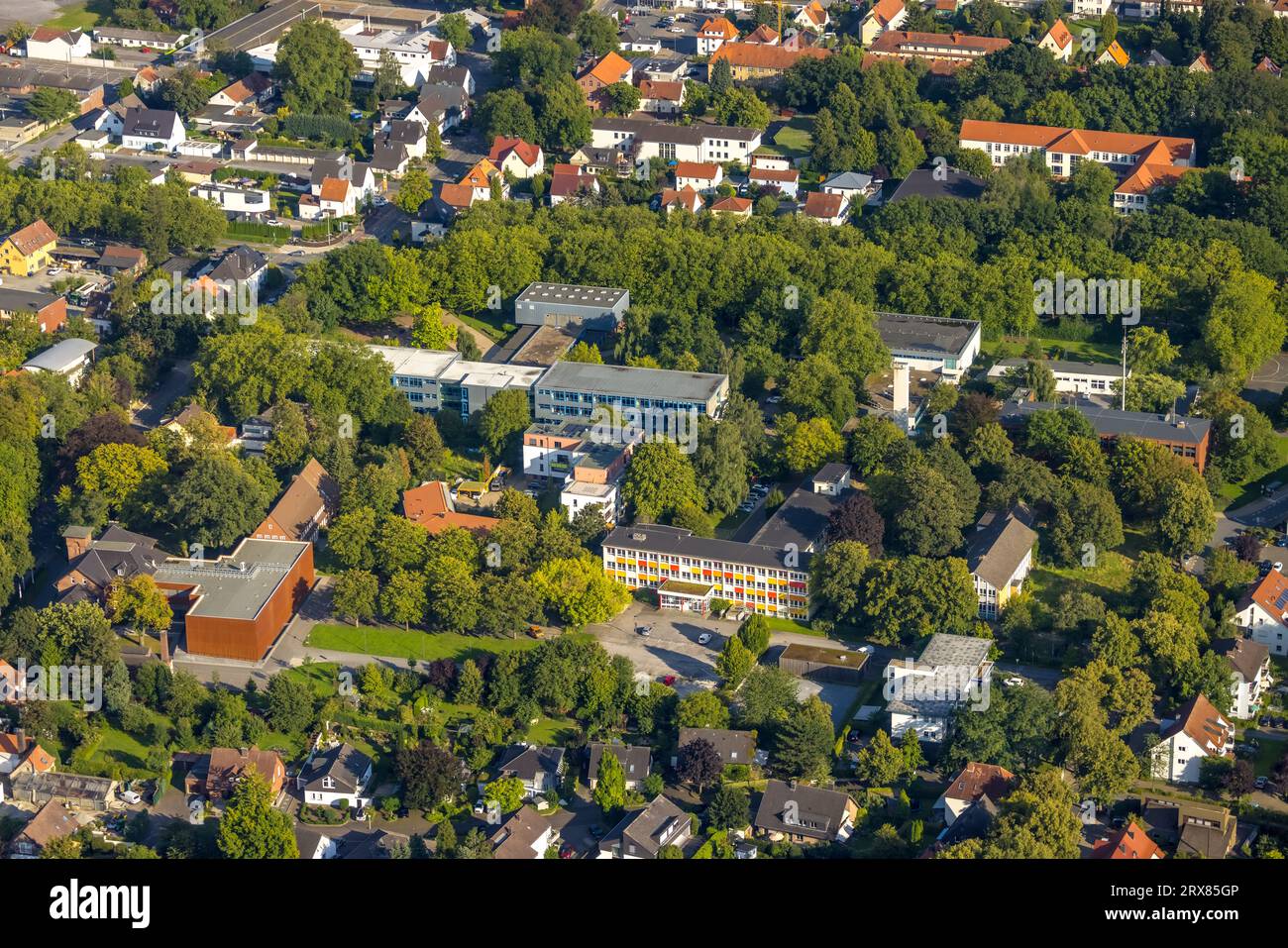 Vista aerea, municipio di Soest, scuola secondaria di Soest, Soest, Soester Börde, Renania settentrionale-Vestfalia, Germania, Autorità, Educazione, Educazione in Foto Stock