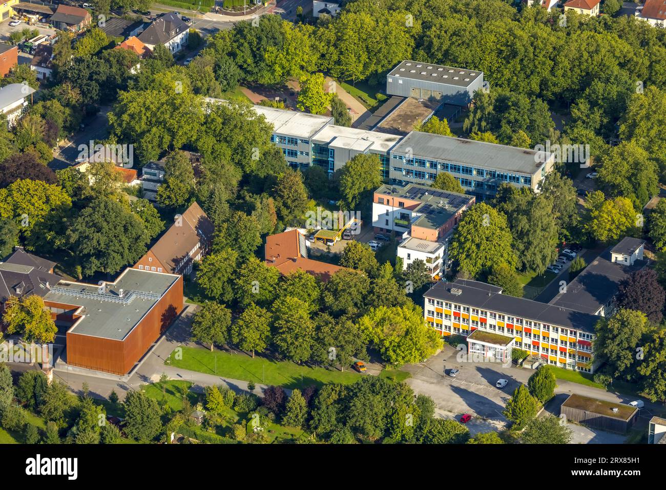 Vista aerea, municipio di Soest, scuola secondaria di Soest, Soest, Soester Börde, Renania settentrionale-Vestfalia, Germania, Autorità, Educazione, Educazione in Foto Stock