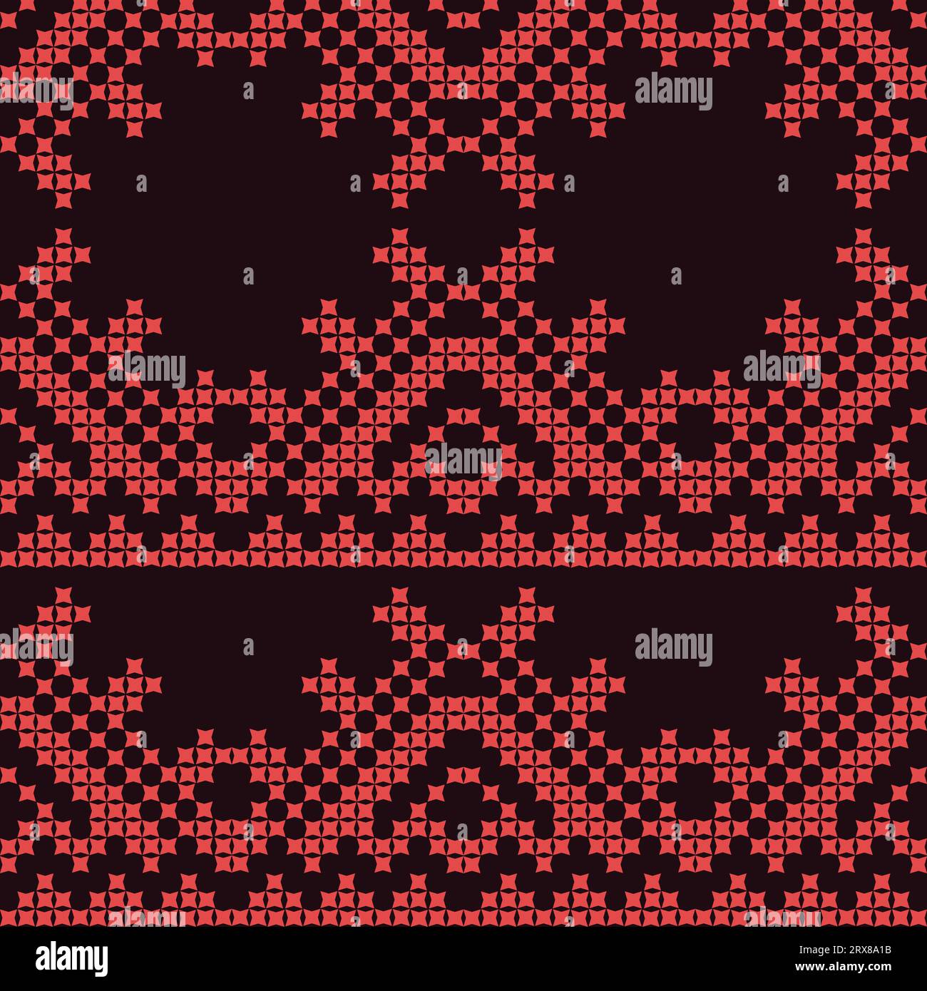 Motivo rosso e nero con stelle, bordo ripetuto senza cuciture Illustrazione Vettoriale