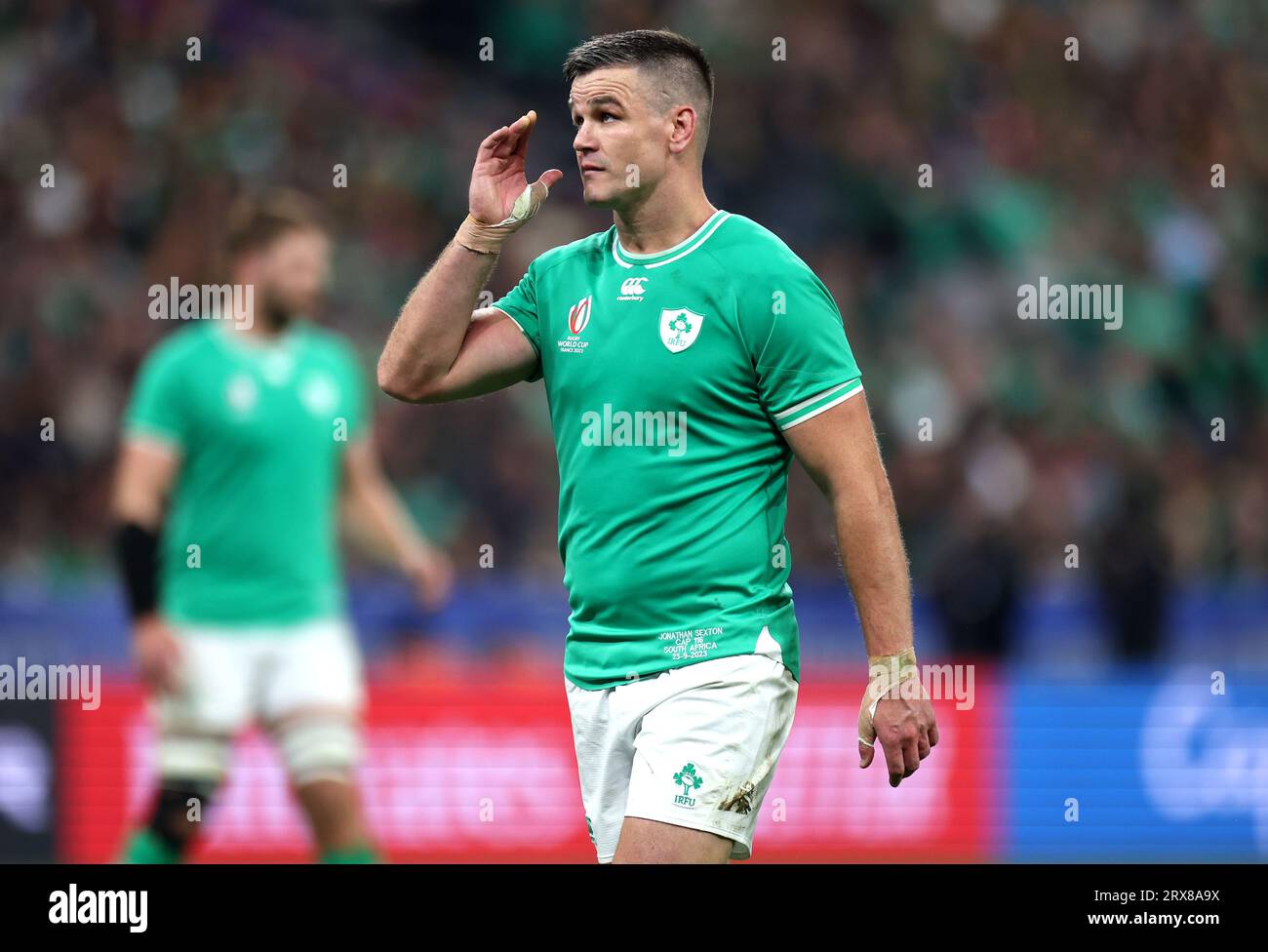 L'irlandese Jonathan Sexton durante la Coppa del mondo di rugby 2023, partita in piscina B allo Stade de France di Parigi, in Francia. Data immagine: Sabato 23 settembre 2023. Foto Stock