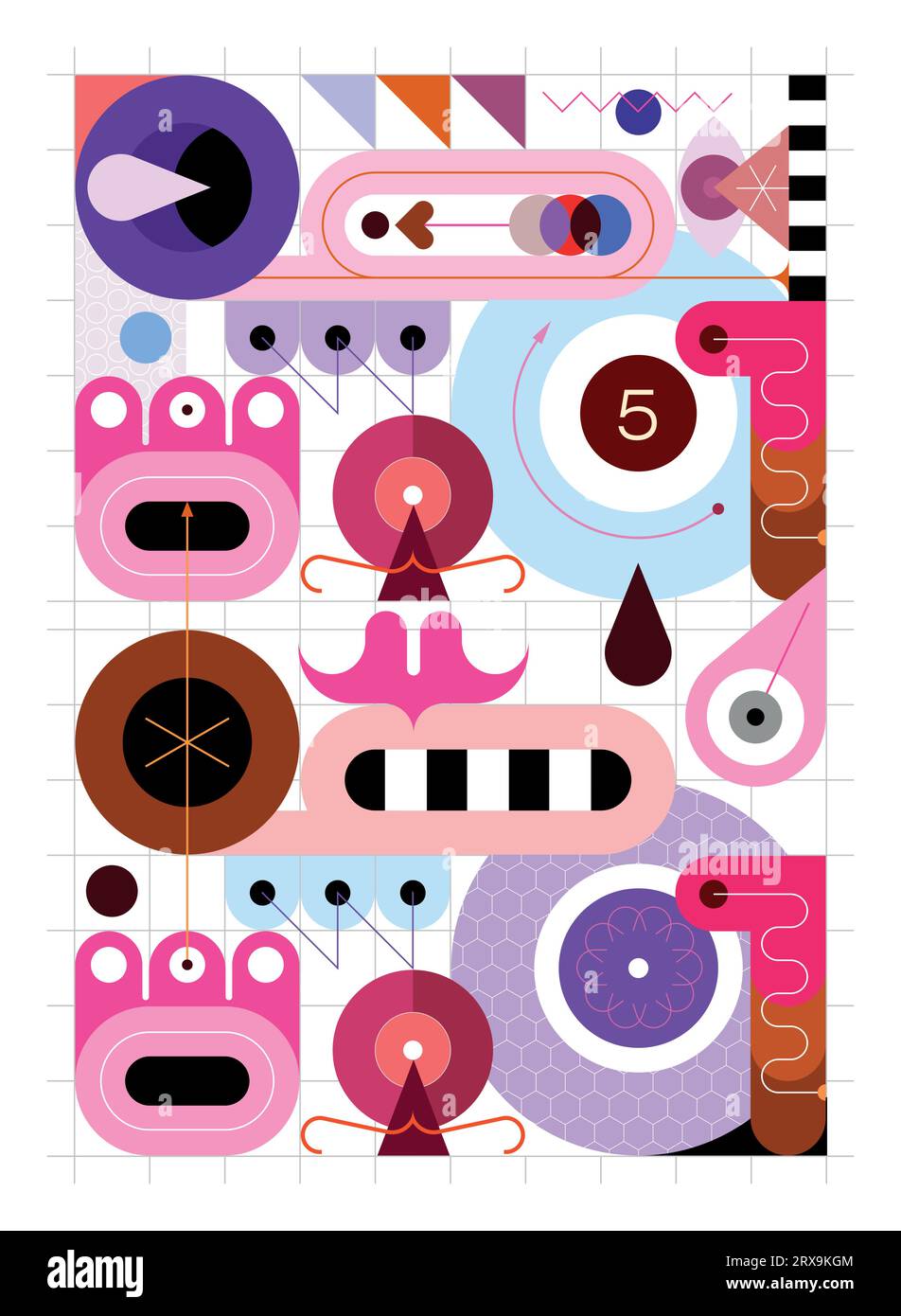 Sfondo vettore astratto con forme geometriche ed elementi di progettazione. Illustrazione Vettoriale