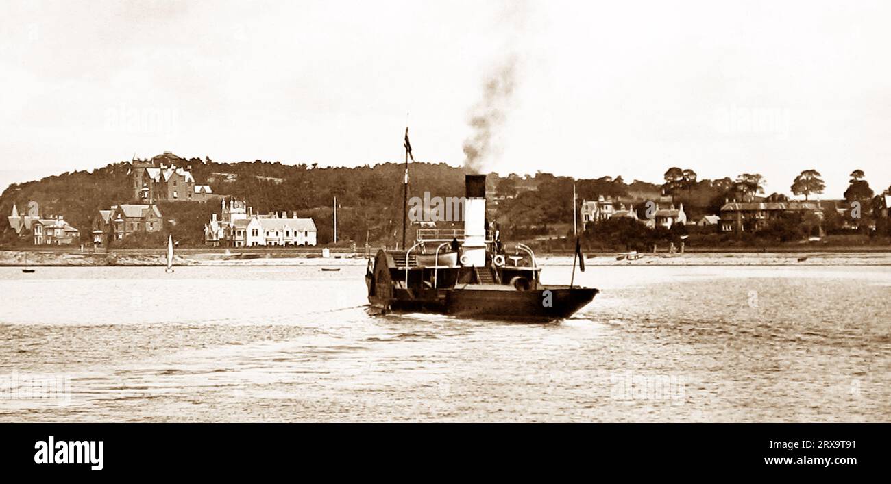 Piroscafo a pale a Wemyss Bay, Scozia, periodo vittoriano Foto Stock