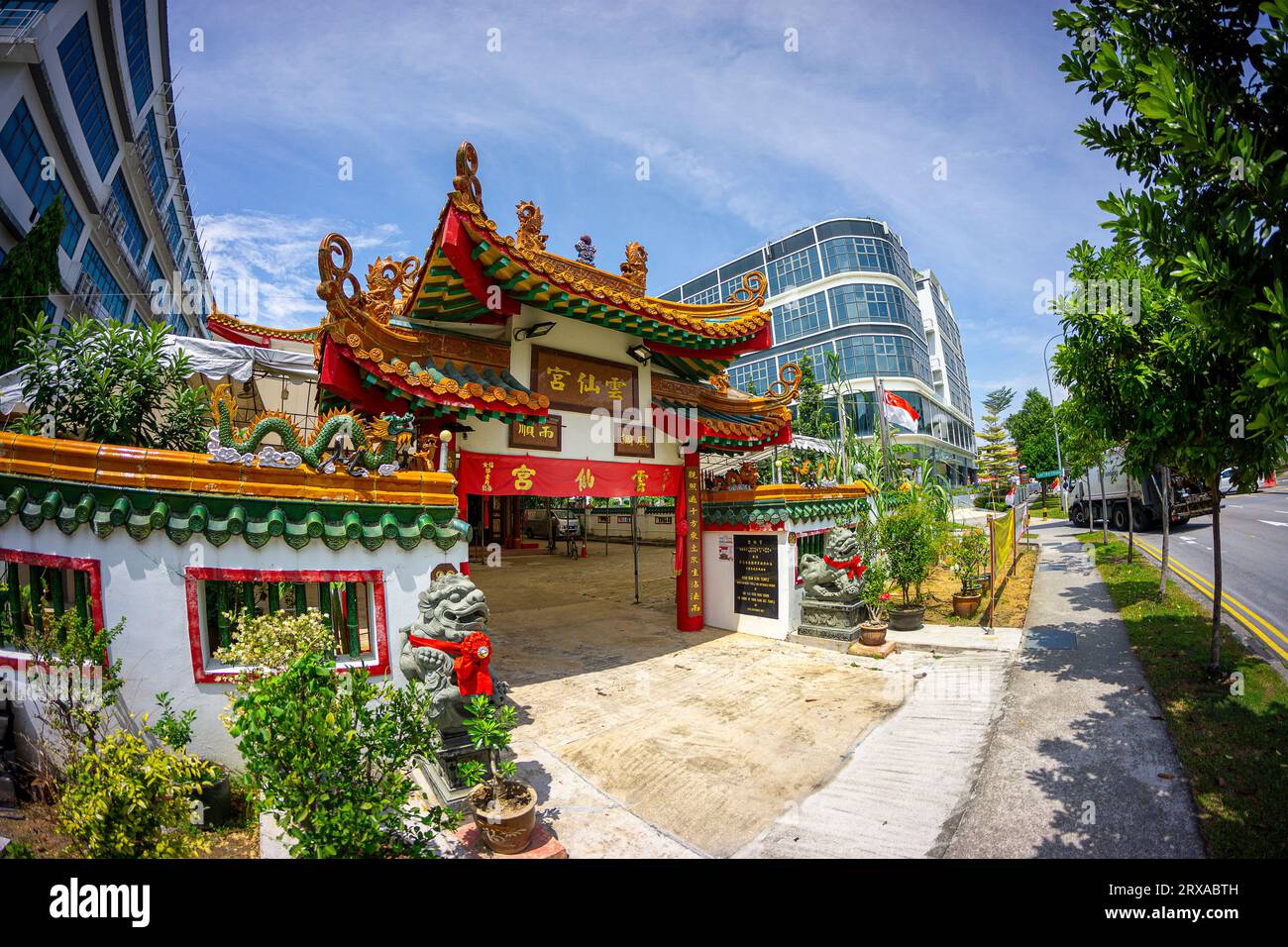 Vista esterna del Tempio buddista Hoon Sian Keng, Changi Road, Singapore Foto Stock