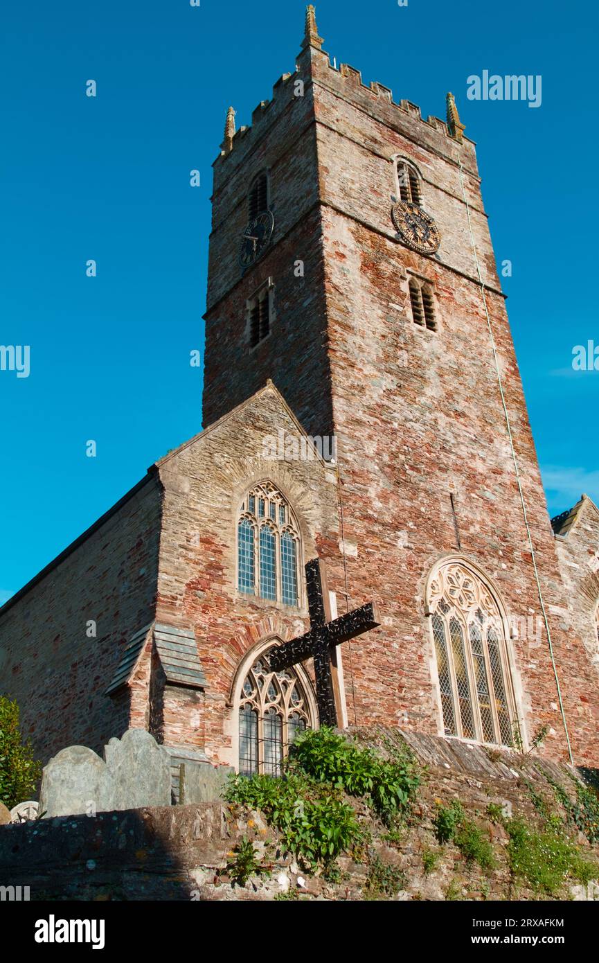 Campanile dell'orologio della Chiesa d'Inghilterra Chiesa di San Salvatore Dartmouth Regno Unito Foto Stock