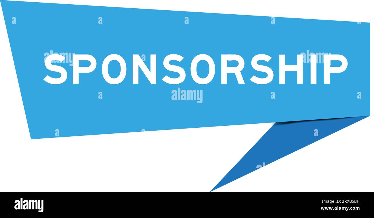 Banner vocale di colore blu con sponsorizzazione di parole su sfondo bianco Illustrazione Vettoriale
