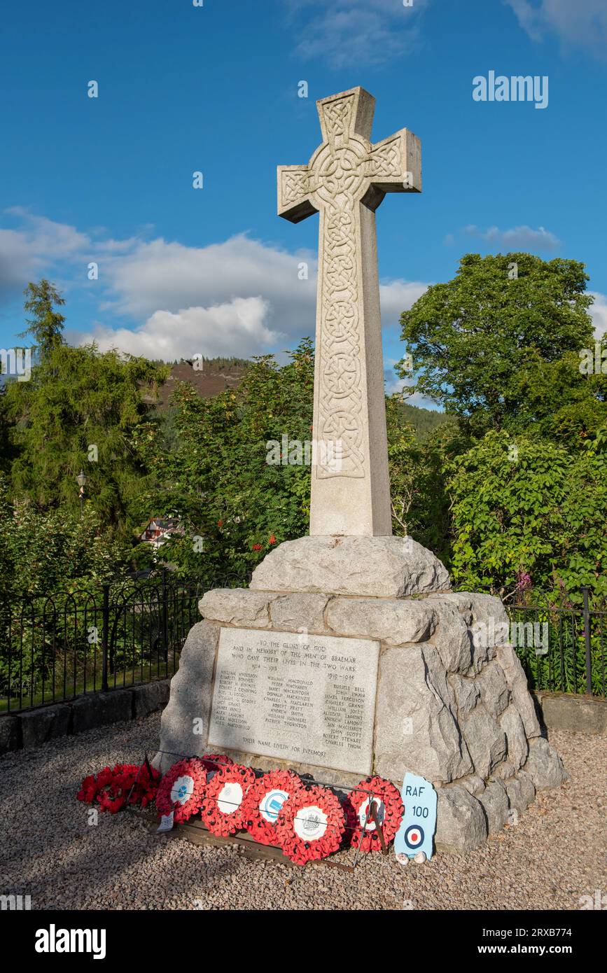 World War Memorial, Braemar, Aberdeenshire, Scozia, Regno Unito Foto Stock