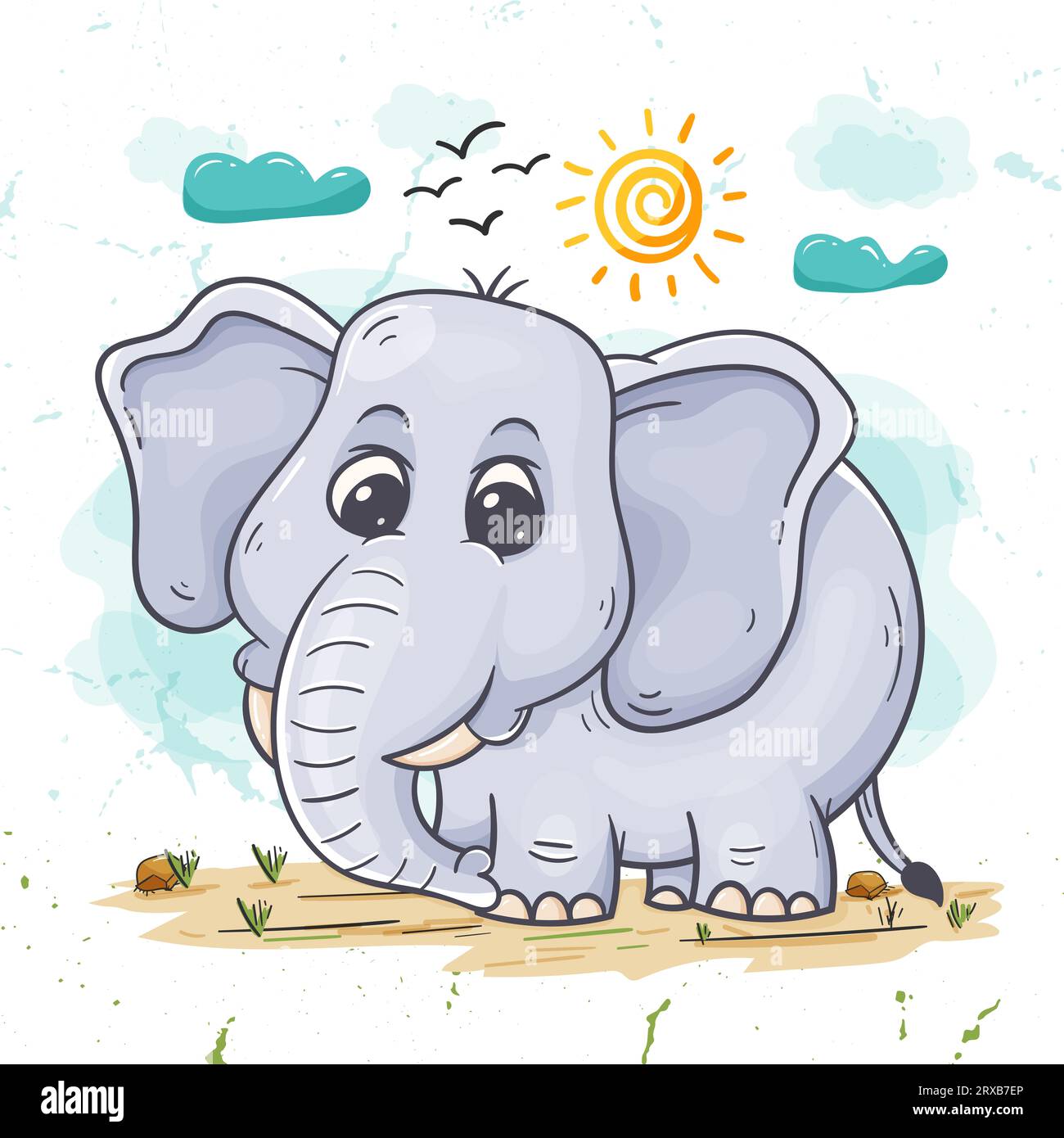 Carino Elephant illustrazioni Design Vector Foto Stock