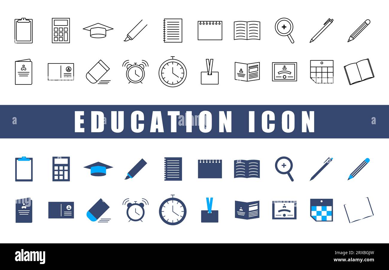 Set di icone Education. Illustrazione Vettoriale