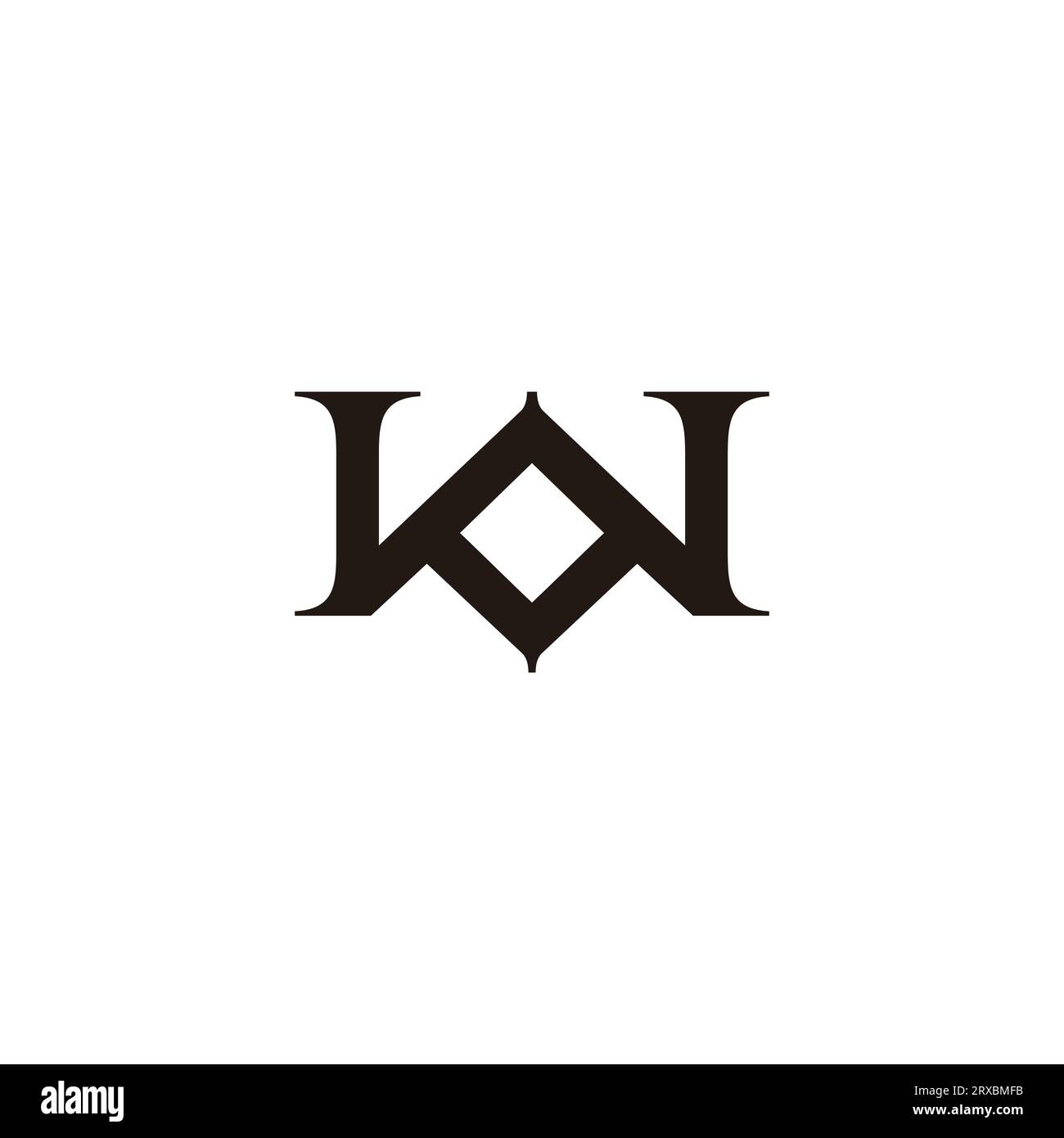 lettera w quadrata elegante carattere del logo del serif Illustrazione Vettoriale