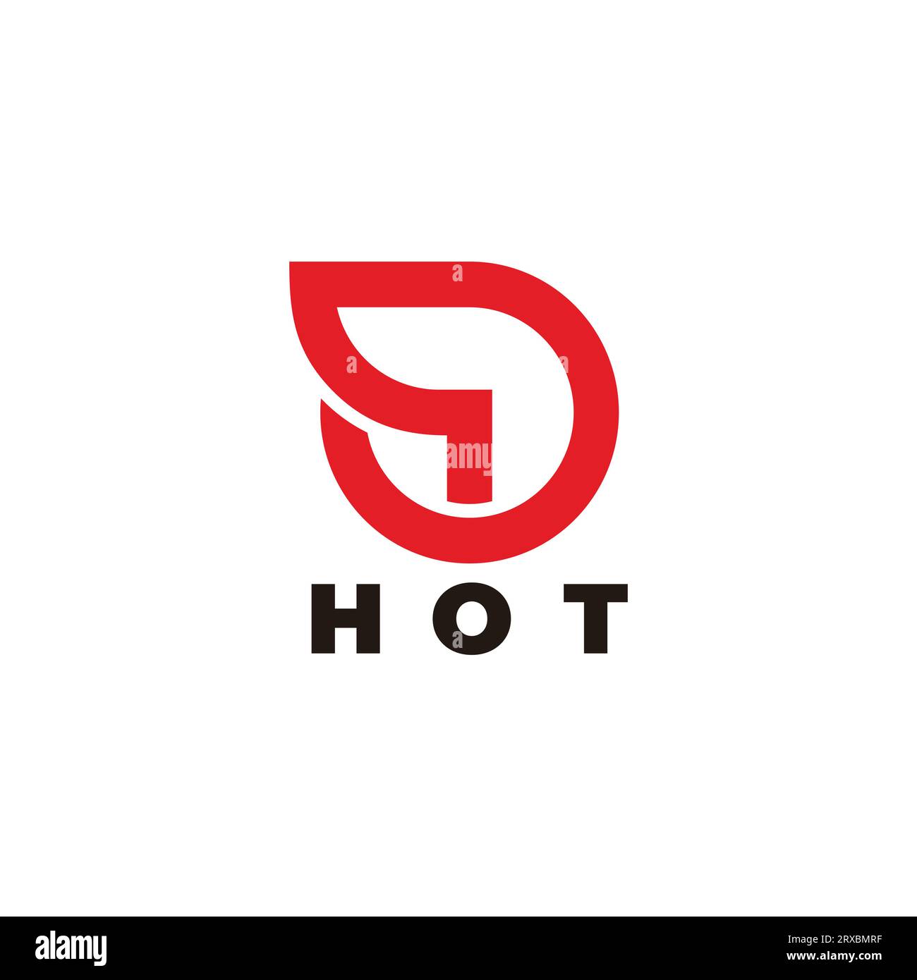 lettera d rosso fiamma calda semplice vettore geometrico logo Illustrazione Vettoriale
