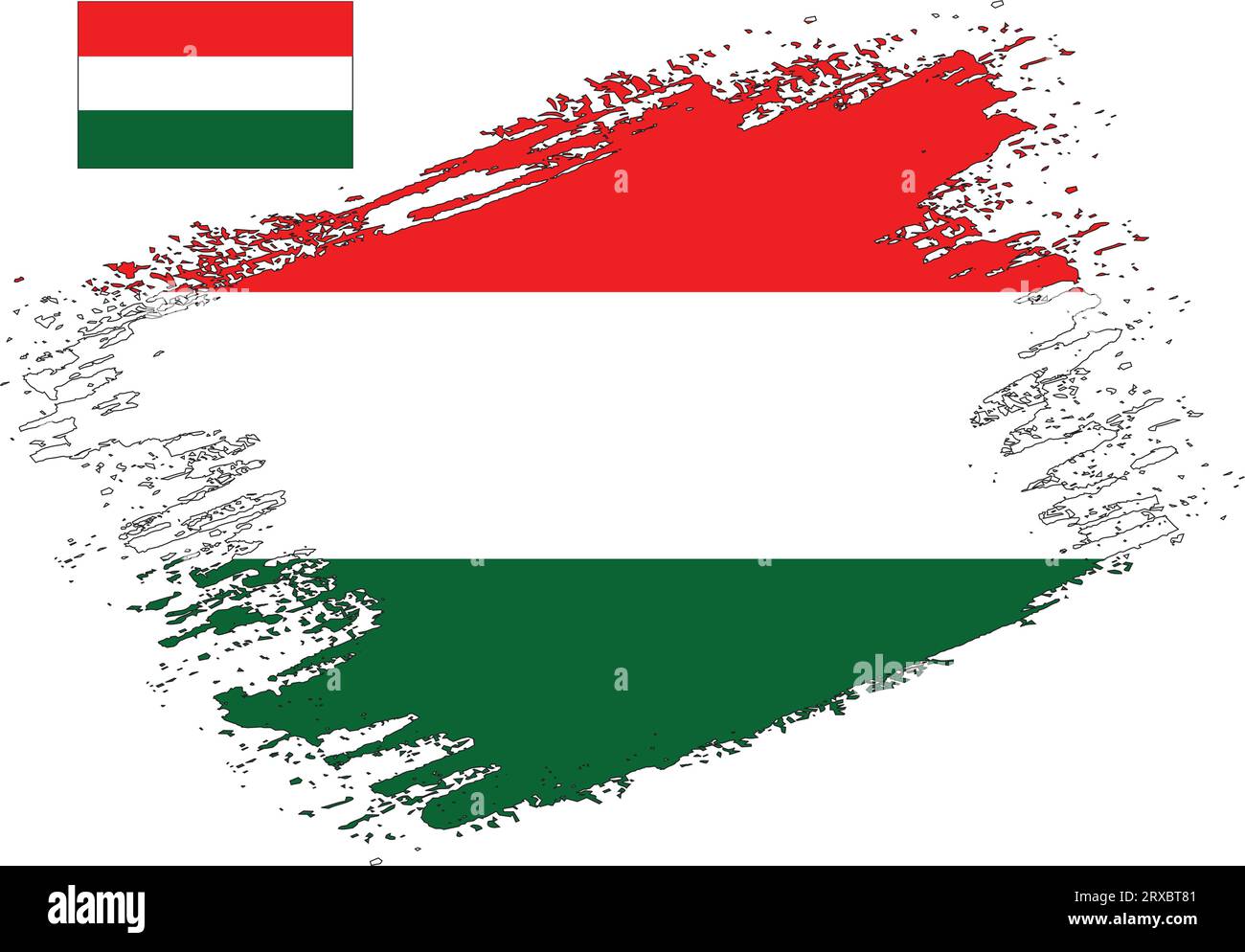 Pennello Design Ungheria Flag Vector Illustrazione Vettoriale