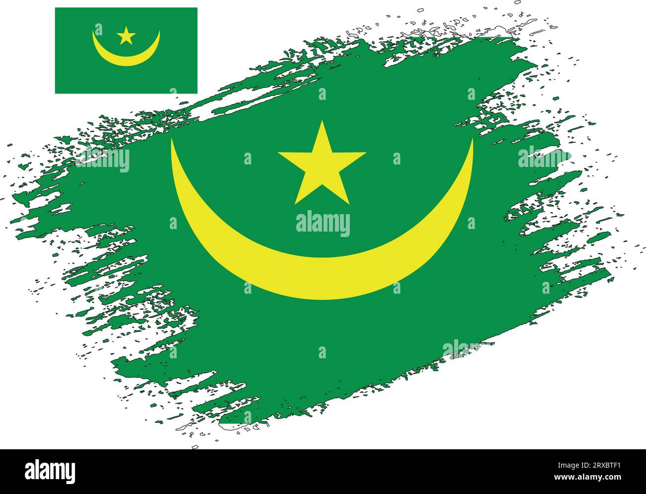 Pennello Design Mauritania Flag Vector Illustrazione Vettoriale