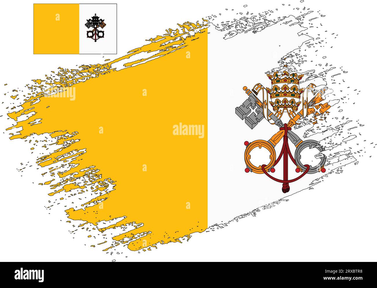 Design a pennello con bandiera della città del Vaticano Illustrazione Vettoriale