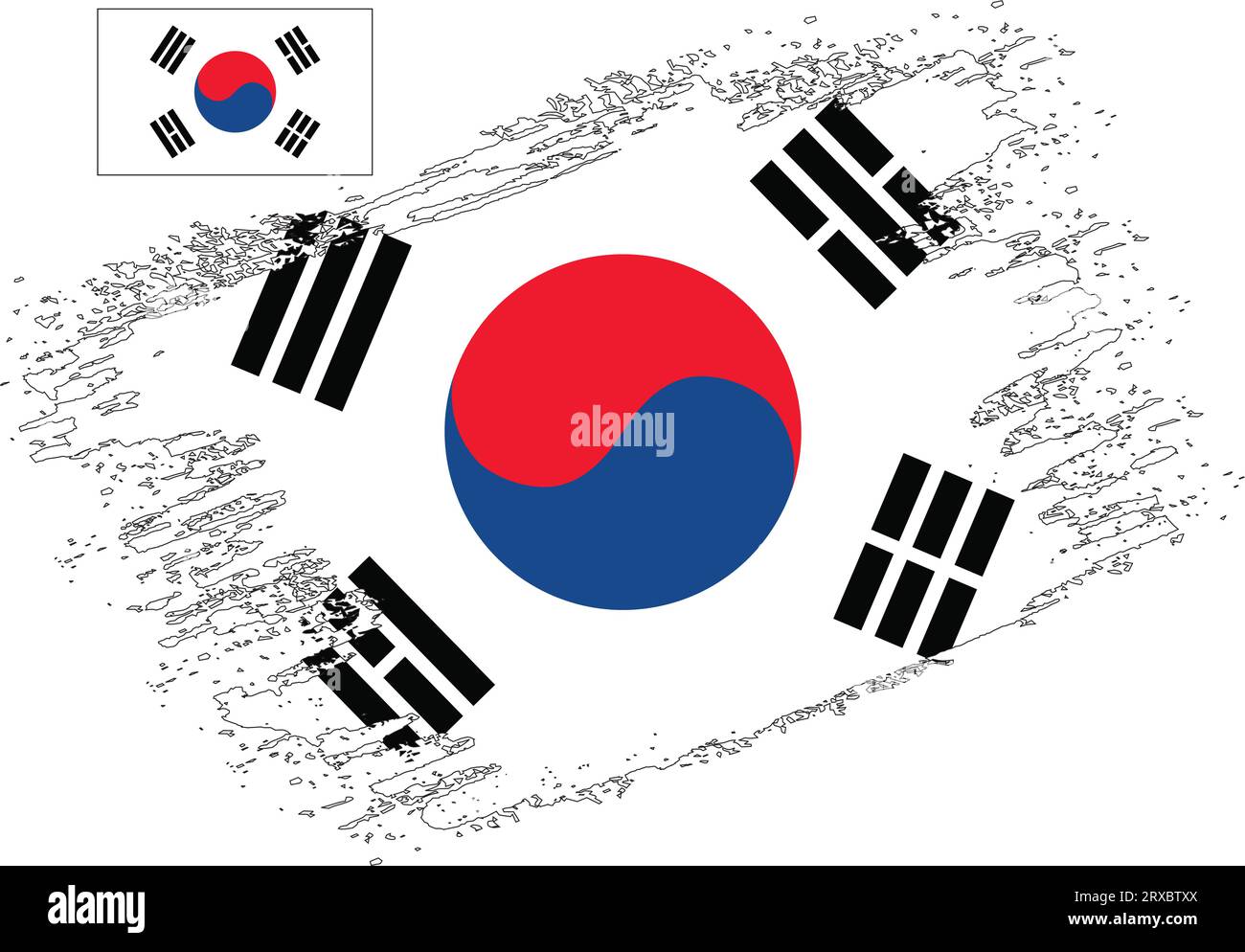 Design pennello vettore bandiera Corea del Sud Illustrazione Vettoriale