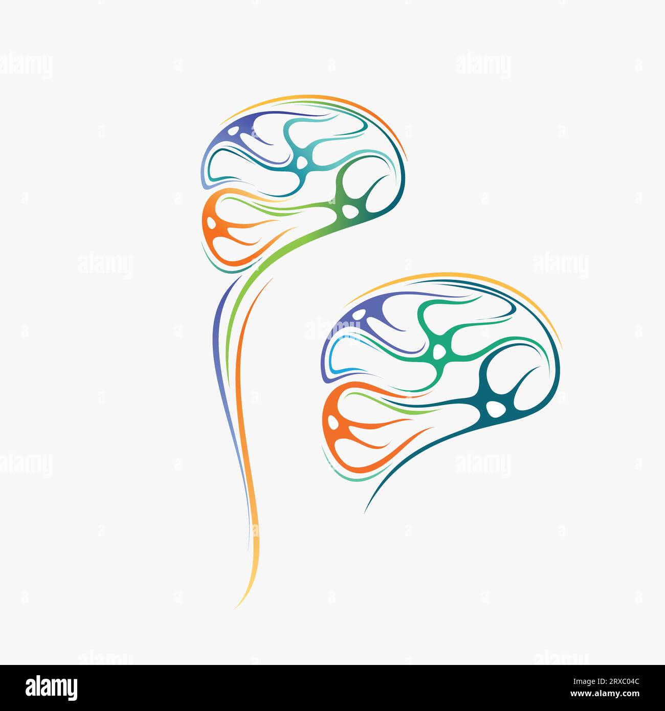 Logo Brain. Logotipo neurologico. Psicologia. Consulenza. Salute e benessere. Mente aperta. Minfullness Illustrazione Vettoriale
