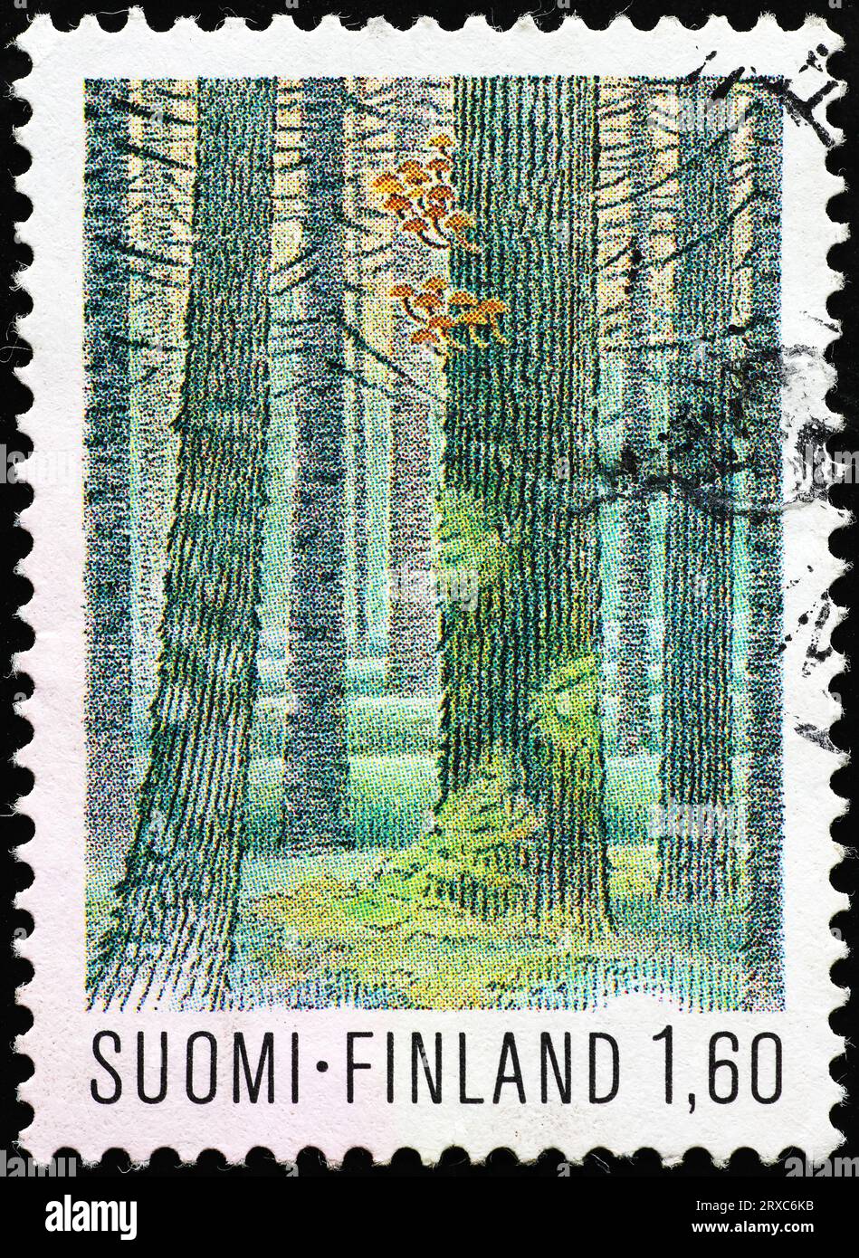 Boschi finlandesi celebrati con francobollo Foto Stock