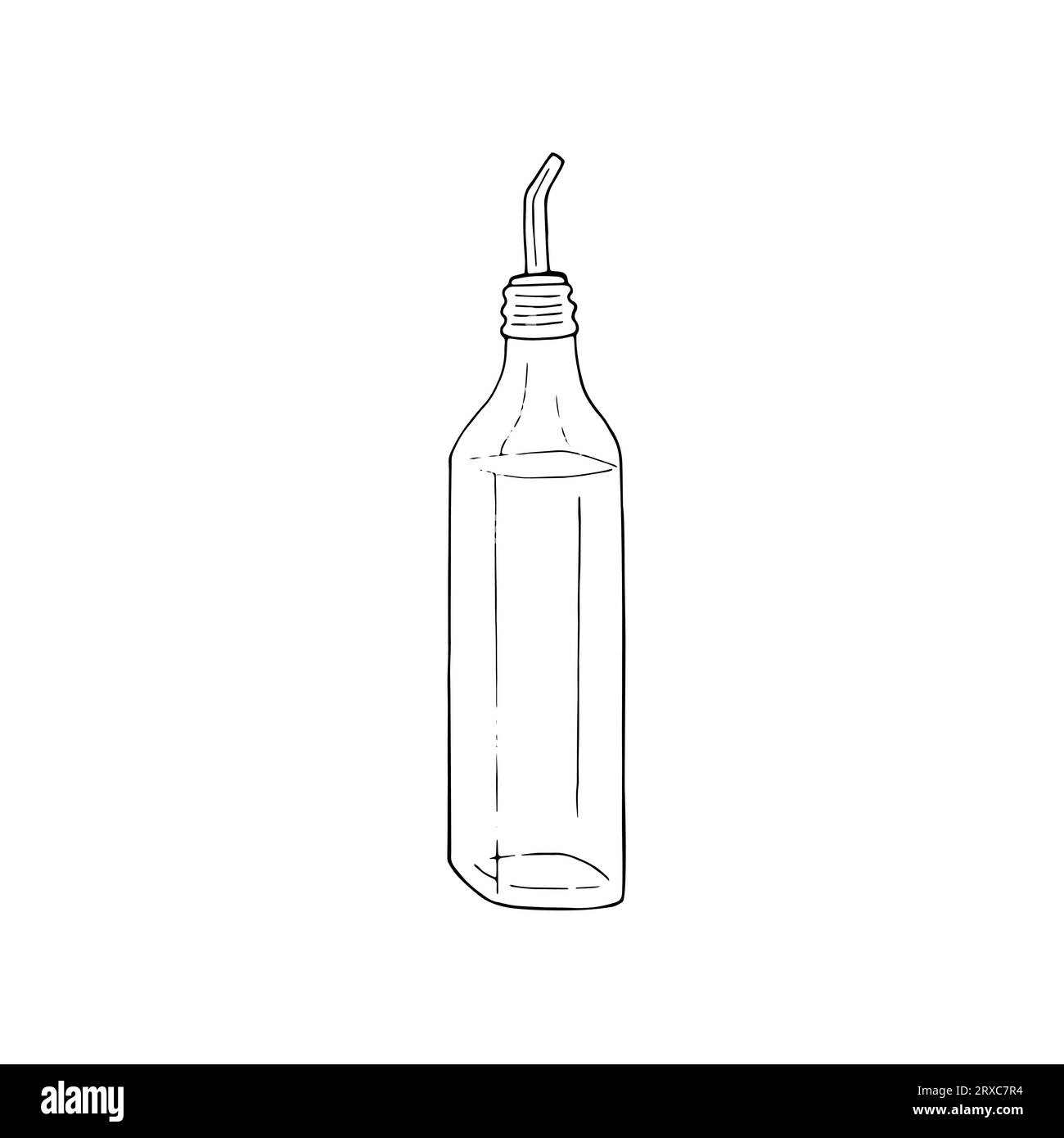 Olio d'oliva estratto a mano in bottiglia, isolato su fondo bianco Illustrazione Vettoriale