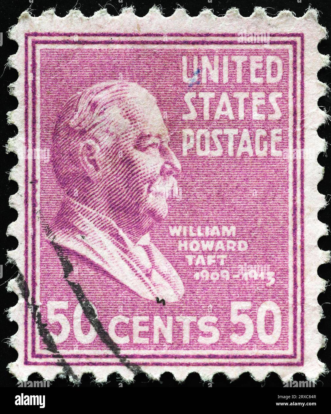 Il presidente DEGLI STATI UNITI William Howard Taft con francobollo vintage Foto Stock
