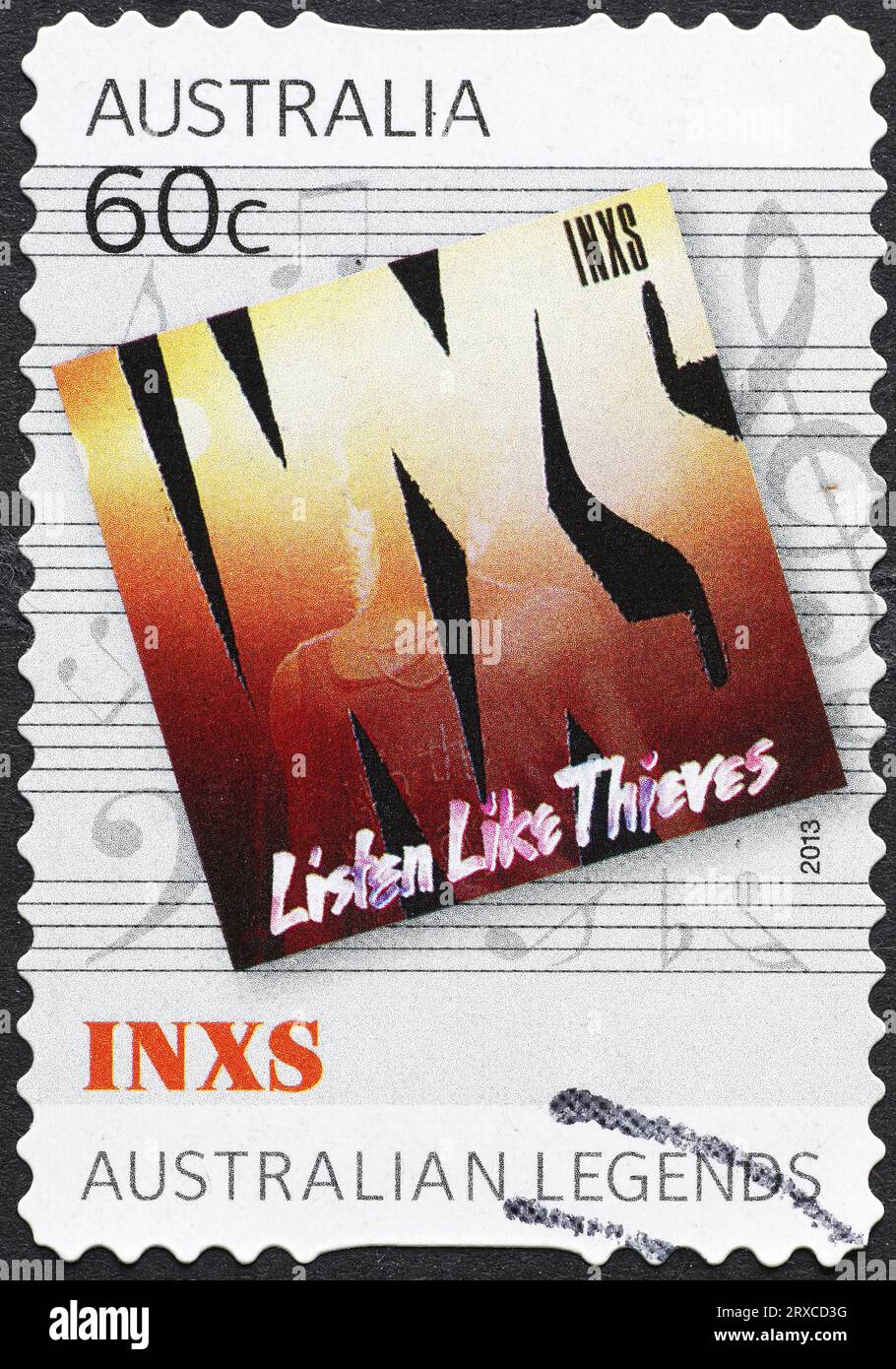 Album "Listed Like Thieves" degli INXS su francobollo australiano Foto Stock