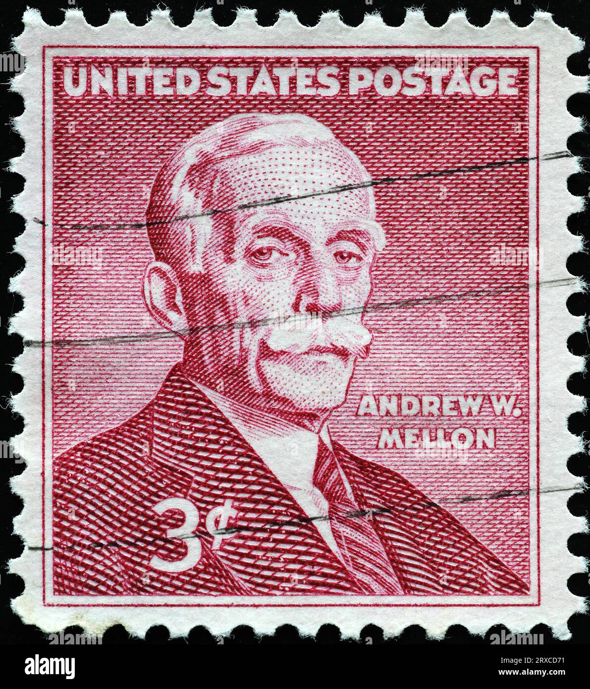 Andrew Mellon sul francobollo americano vintage Foto Stock