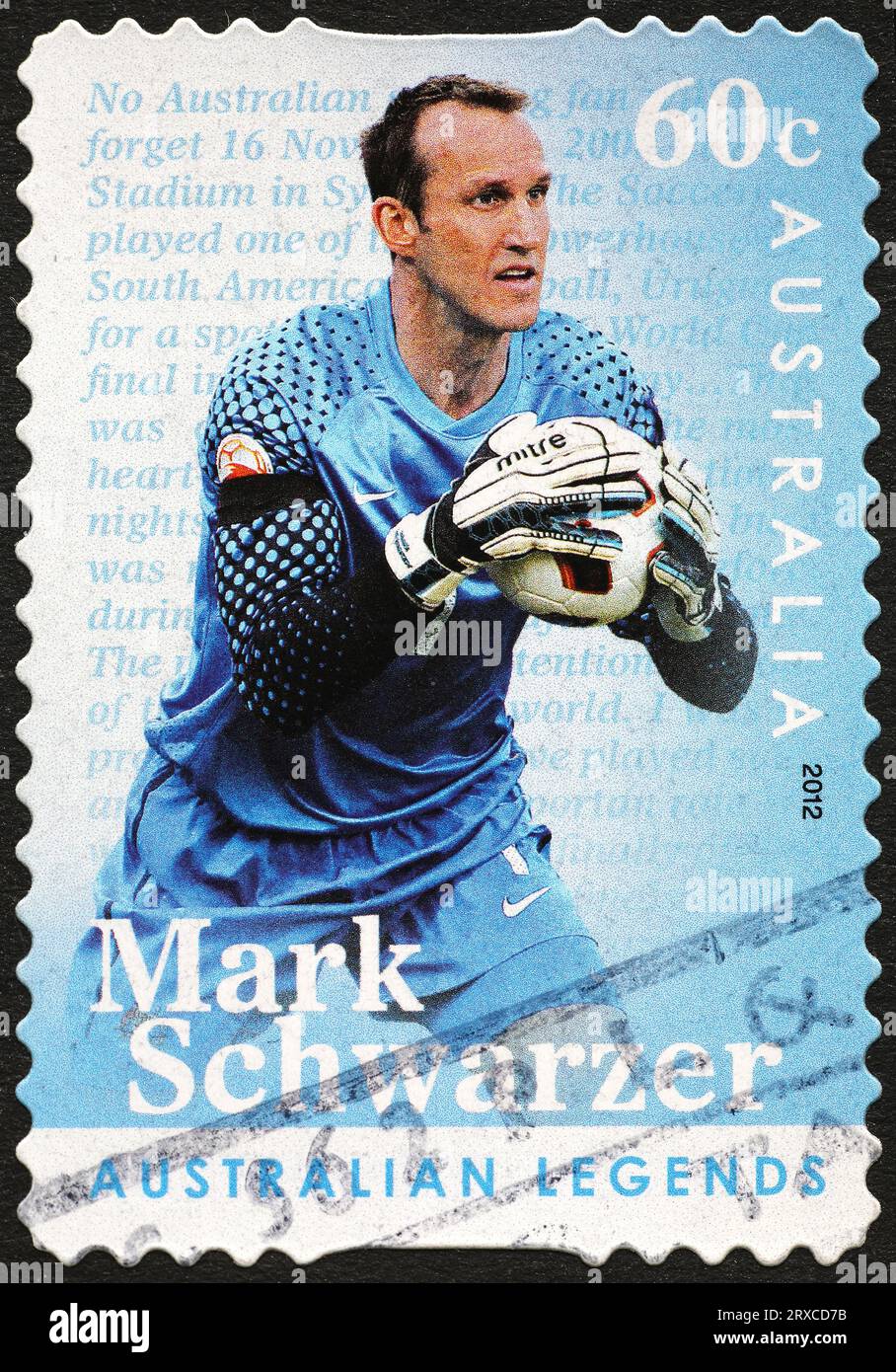 Il portiere australiano Mark Schwarzer con francobollo Foto Stock