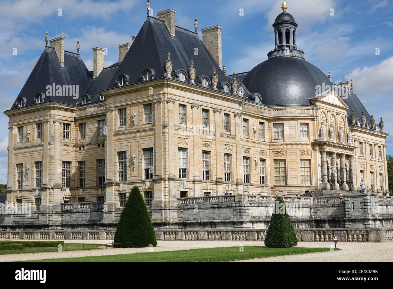 "French Châteaux", "Château de Vaux-le-Vicomte", " Baroque French château", "architect Louis le Vau", "landscape architect André le Nôtre" Foto Stock