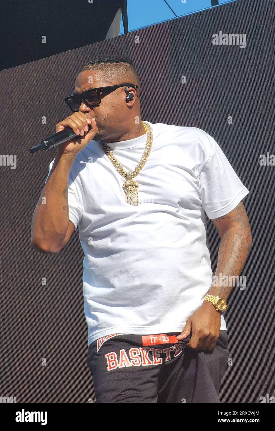 Tampa Bay, Florida, Stati Uniti. 24 settembre 2023. NAS si esibisce durante il N.Y. State of Mind Tour al Seminole Hard Rock Hotel & Casino di Tampa Bay, Florida, il 24 settembre 2023. Crediti: Dee CEE Carter/Media Punch/Alamy Live News Foto Stock