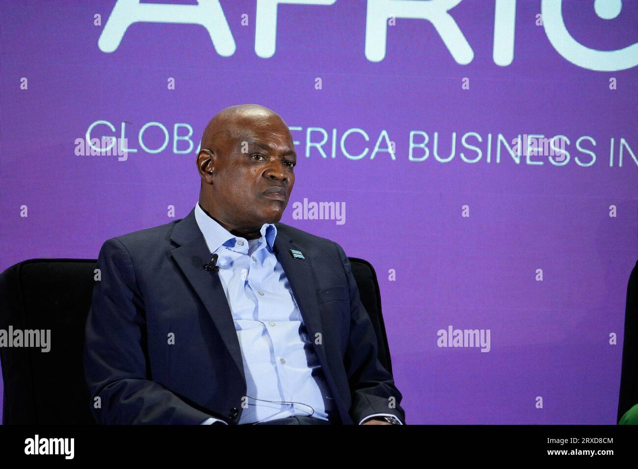 New York, New York, USA. , . H.E. Dr. Mokgweetski E. K. Masisi durante la 2023 UNSTOPPABLE AFRICA Conference presentata da Global African Business Initiative, tenutasi al Westin Grand Central di New York City, settembre 21-22 2023. Crediti: Jennifer Graylock/Alamy Live News Foto Stock