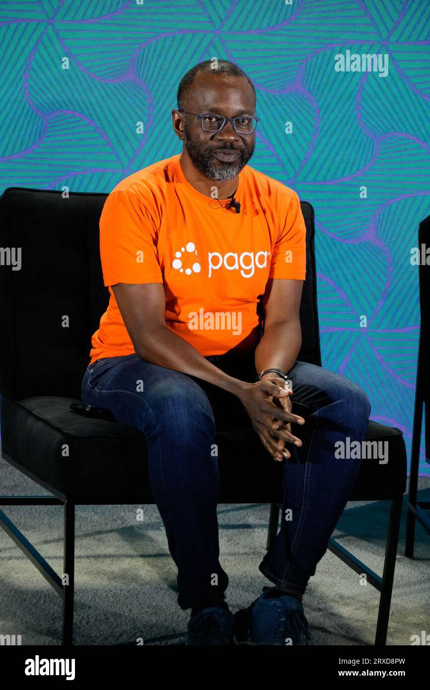 New York, New York, USA. , . Tayo Oviosu durante la 2023 UNSTOPPABLE AFRICA Conference presentata da Global African Business Initiative, tenutasi al Westin Grand Central di New York City, settembre 21-22 2023. Crediti: Jennifer Graylock/Alamy Live News Foto Stock