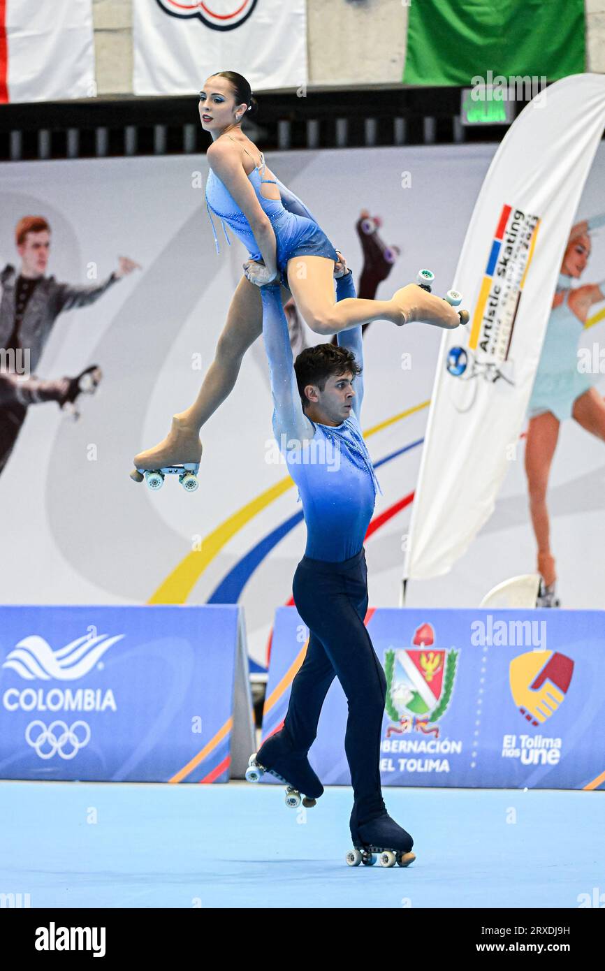Micol MILLS & Tommaso CORTINI (ITA), durante Senior Pairs, Short Program, ai Campionati Mondiali di pattinaggio artistico Ibagu-Tolima 2023, al Parque Deportivo Municipal, il 22 settembre 2023 a Ibagu, Colombia. Crediti: Raniero Corbelletti/AFLO/Alamy Live News Foto Stock