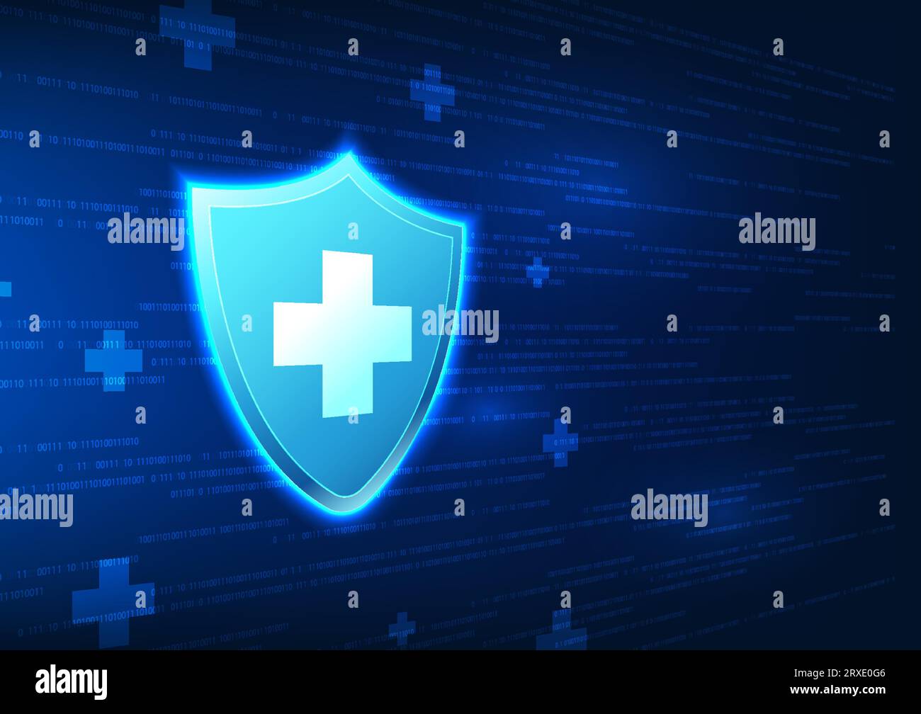 Tecnologia medica, simbolo di neutralità medica è all'interno dello scudo con alcuni elementi interessanti.la medicina moderna si combina con la tecnologia per aiutare pre Illustrazione Vettoriale