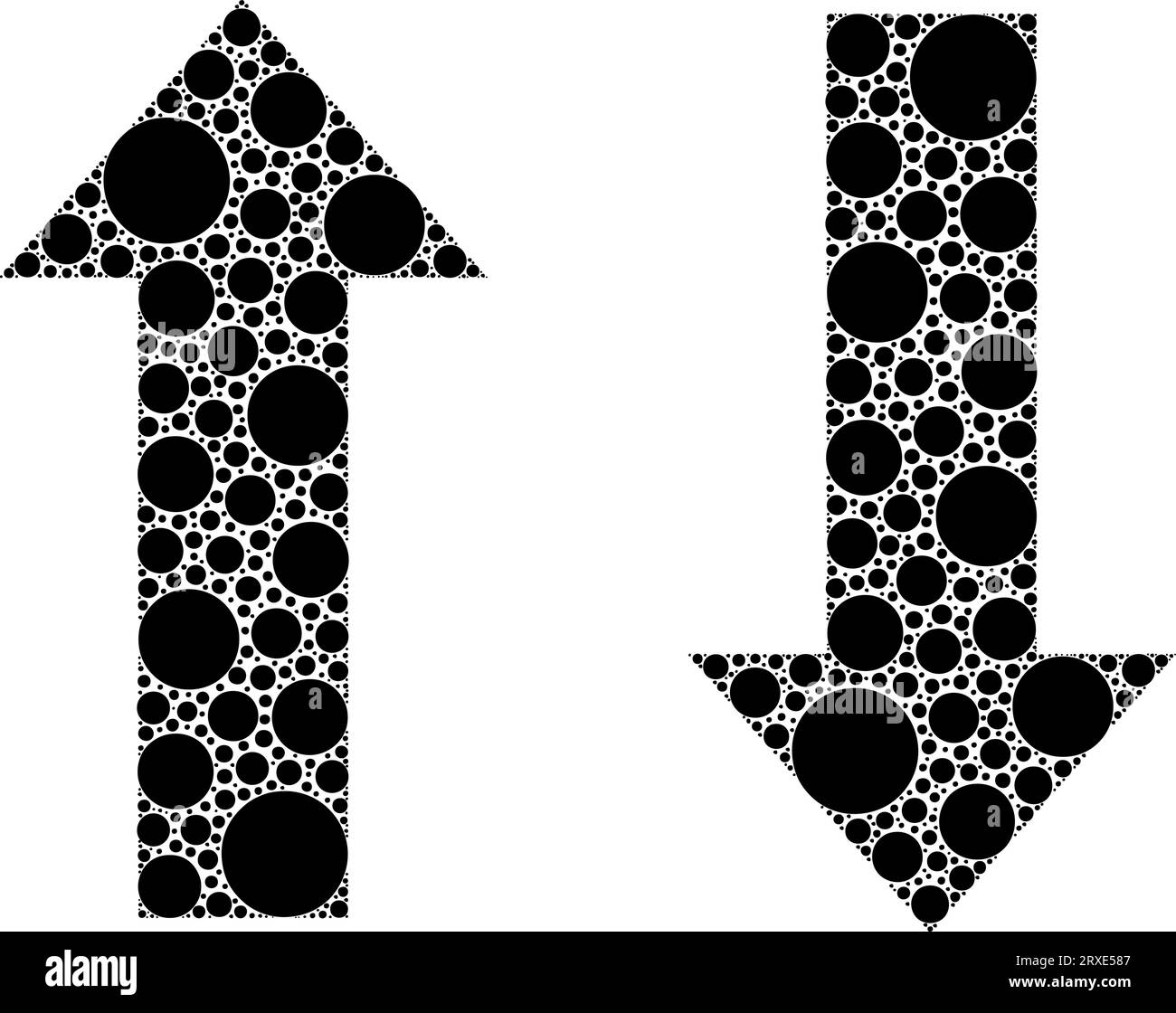 Illustrazione delle frecce realizzate con punti isolati su bianco Illustrazione Vettoriale