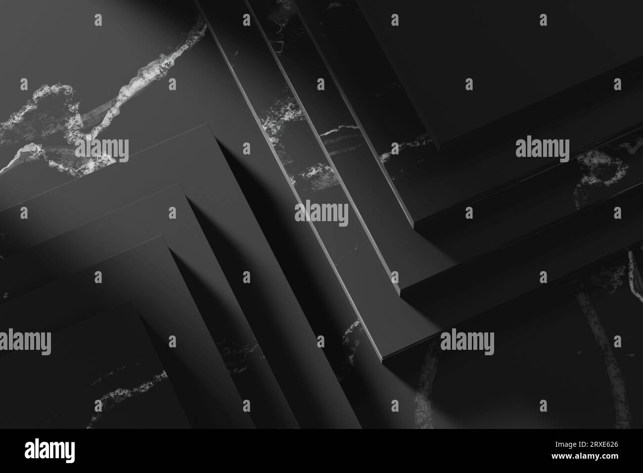 Semplice sfondo in marmo bianco e nero con luce in streaming. Foto Stock