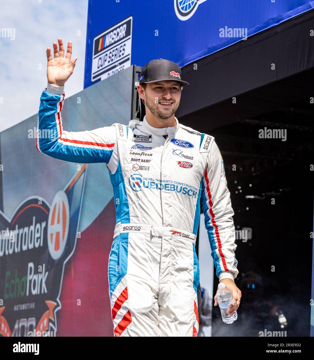 Fort Worth, Texas - 24 settembre 2023: Todd Gillilan, pilota della Ruedebusch Ford n. 51, gareggia nella NASCAR Autotrader EchoPark Automotive 400 al Texas Motor Speedway. Crediti: Nick Paruch/Alamy Live News Foto Stock