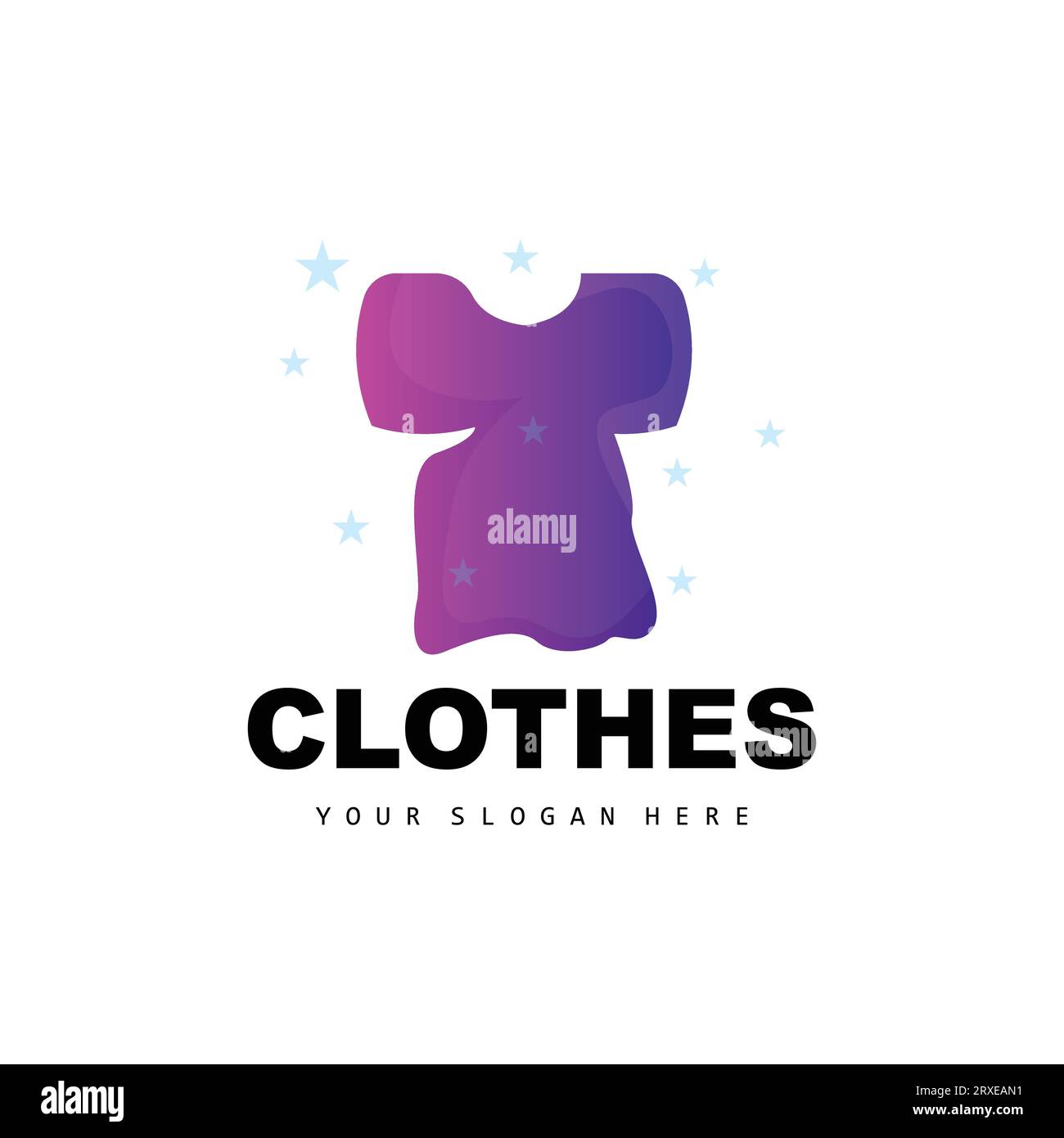 Logo di abbigliamento, design semplice di camicie, Vector negozio di abbigliamento, Moda, marchio aziendale e icona modello Illustrazione Vettoriale