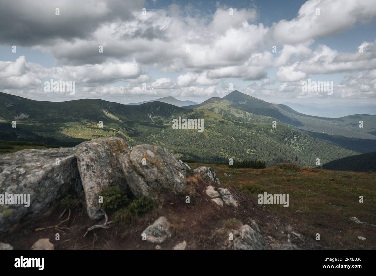 Panorama della cresta più alta dell'Ucraina - Chornohirskyi Foto Stock