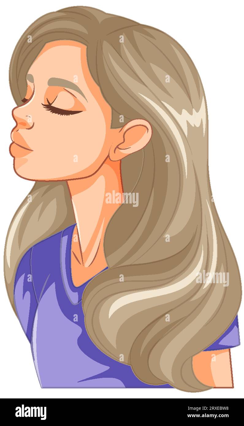 Donna che chiude gli occhi baciando illustrazione Illustrazione Vettoriale
