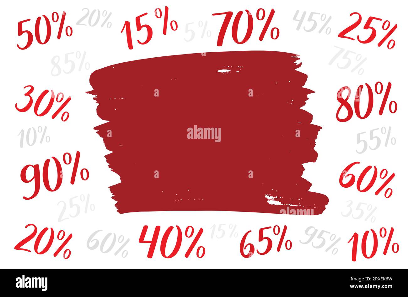 Sfondo con spazio vuoto per il testo sulla vendita, il Black Friday, i prezzi. I numeri e la percentuale sono disegnati a mano. Vettore. 5, 10, 15, 20, 25, 30, 35, 40 Illustrazione Vettoriale