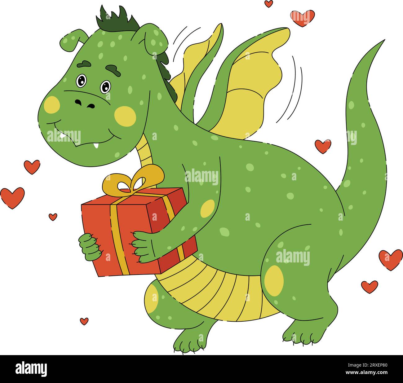 Carino drago verde simbolo dell'anno 2024 Illustrazione Vettoriale